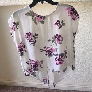 White floral print top w/ an open back